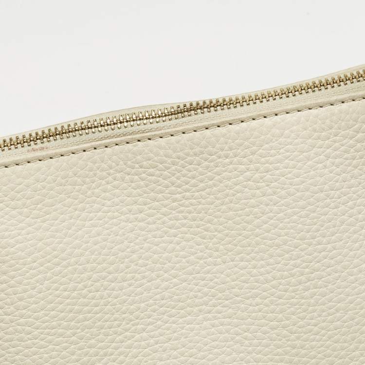 Pre Owned MICHAEL Michael Kors Off White/Beige Leather Jet Set East West Tote