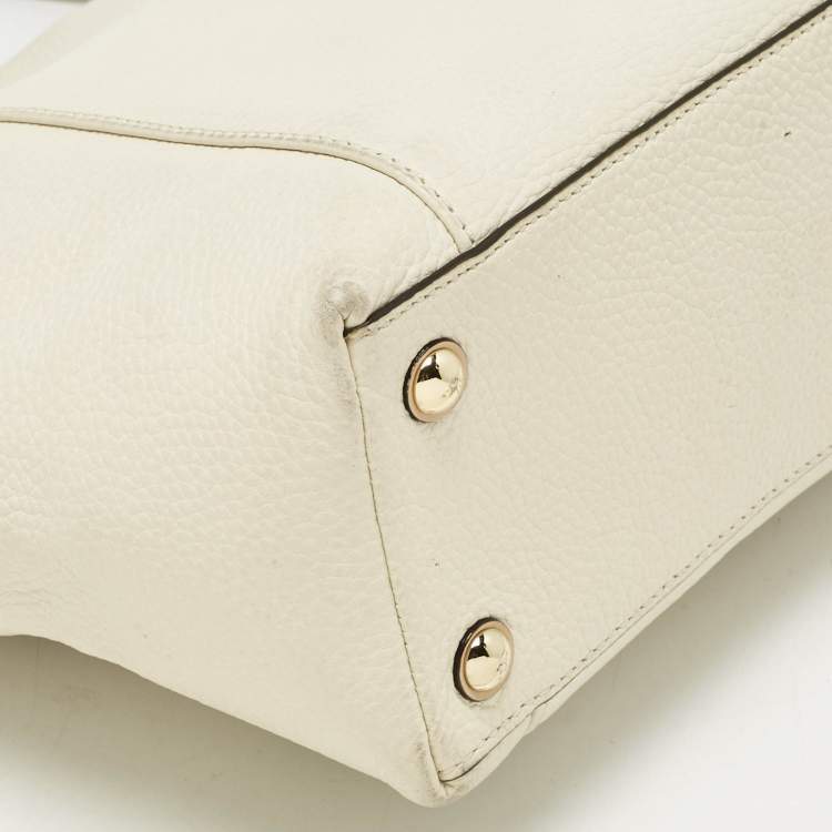 Pre Owned MICHAEL Michael Kors Off White/Beige Leather Jet Set East West Tote