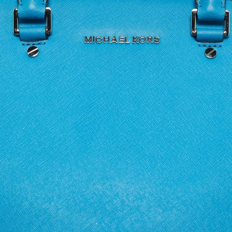 Pre Owned Michael Kors Light Blue Leather Large Selma Tote