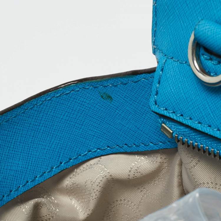 Pre Owned Michael Kors Light Blue Leather Large Selma Tote