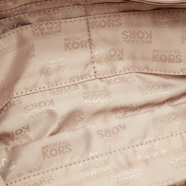 Pre Owned Michael Kors Beige Python Effect Leather Cut Out Handle Clutch