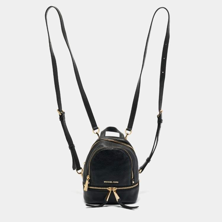 Pre Owned Michael Kors Black Leather Mini Rhea Backpack