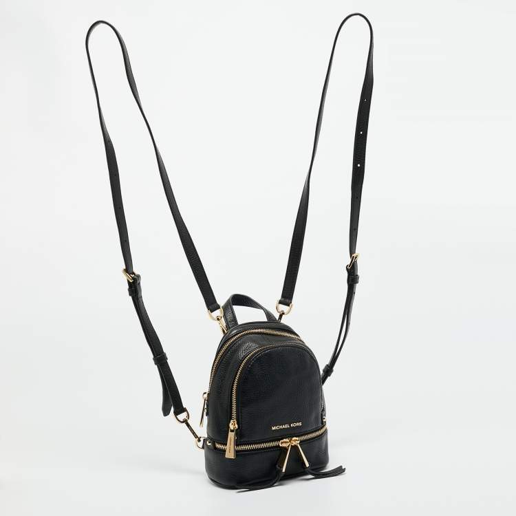 Pre Owned Michael Kors Black Leather Mini Rhea Backpack