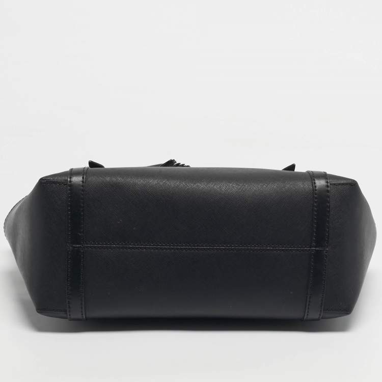Pre Owned Michael Kors Black Leather Medium Sullivan Top Zip Tote