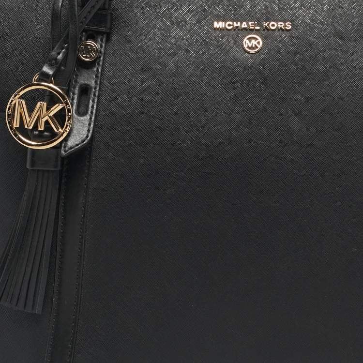 Pre Owned Michael Kors Black Leather Medium Sullivan Top Zip Tote
