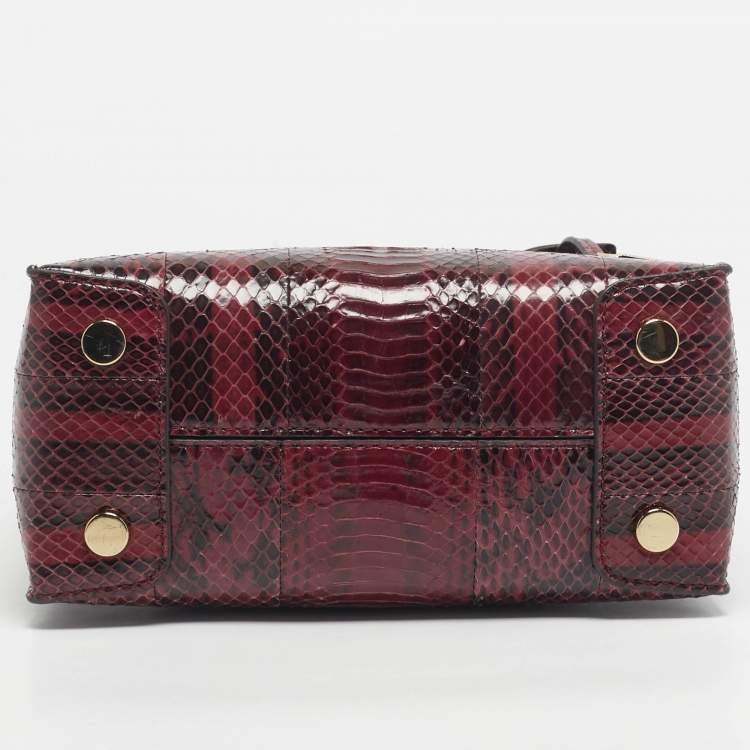 Pre Owned Michael Kors Red/Black Watersnake Leather Small Mercer Tote