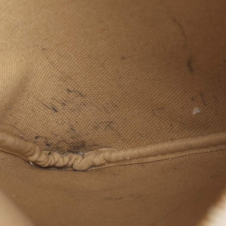 Pre Owned Michael Kors Cream/Brown Coated Canvas and Leather Slater 2-in-1 Wristlet Clutch