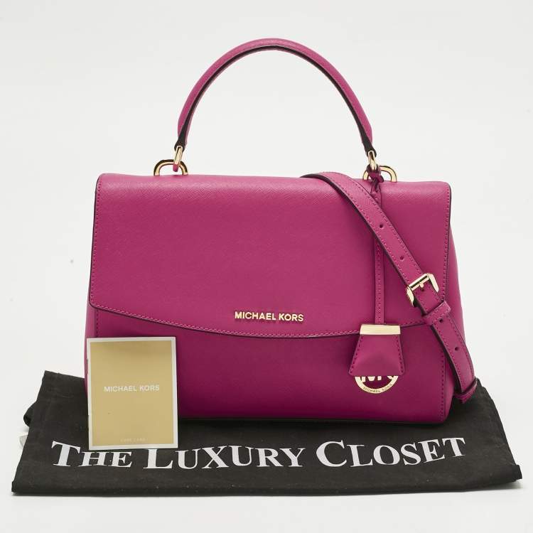 Pre Owned Michael Kors Pink Leather Medium Ava Top Handle Bag