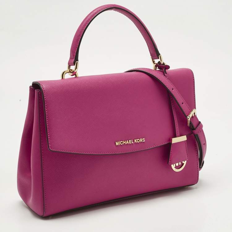 Pre Owned Michael Kors Pink Leather Medium Ava Top Handle Bag