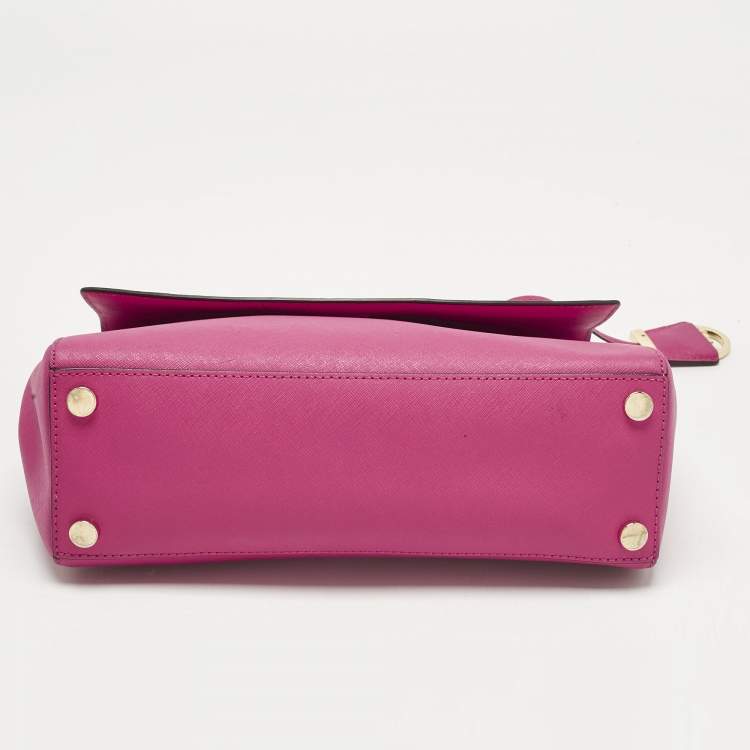 Pre Owned Michael Kors Pink Leather Medium Ava Top Handle Bag