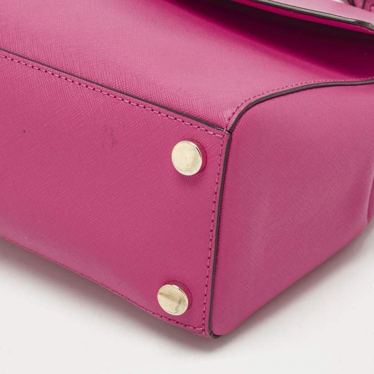 Pre Owned Michael Kors Pink Leather Medium Ava Top Handle Bag