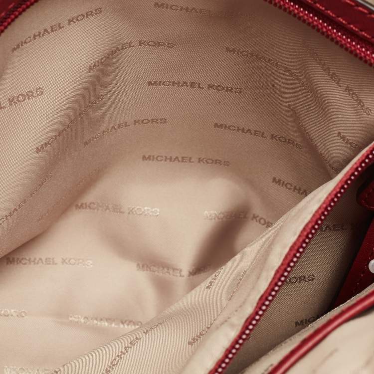 Pre Owned Michael Kors Burgundy Leather Sadie Top Zip Satchel