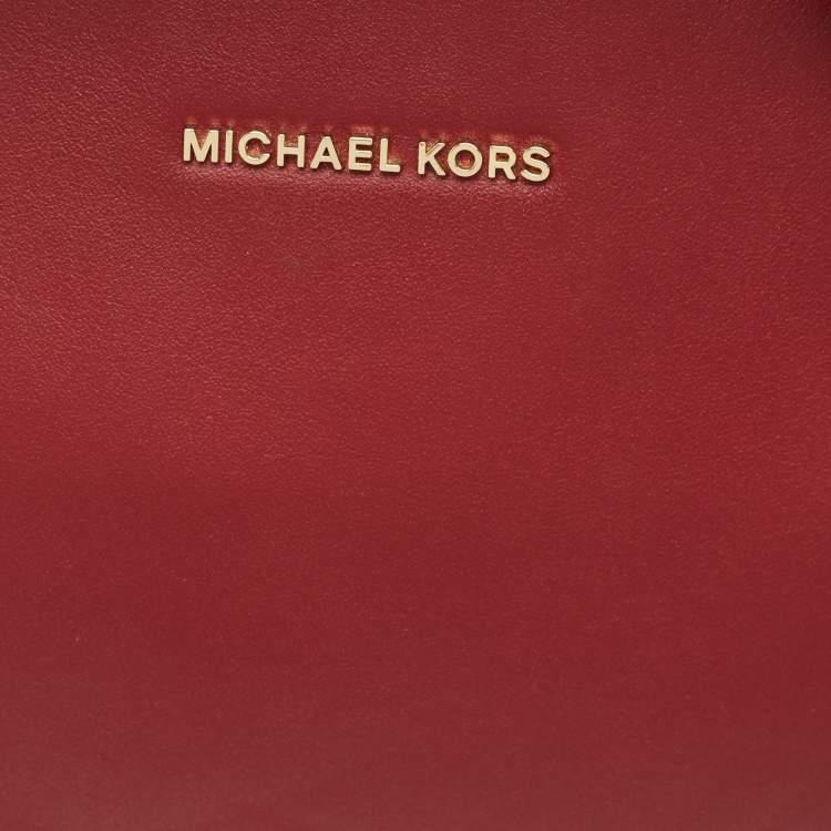 Pre Owned Michael Kors Burgundy Leather Sadie Top Zip Satchel