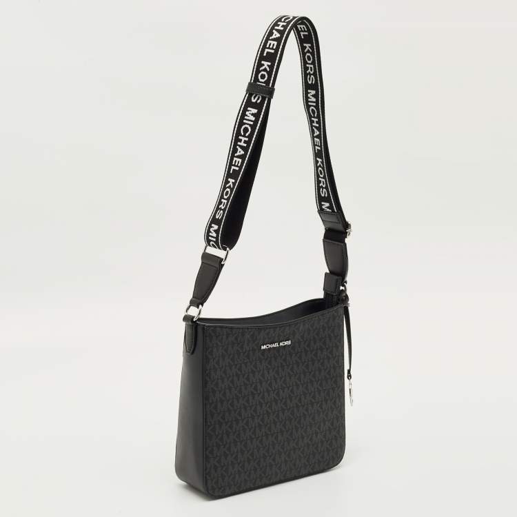 Pre Owned Michael Kors Black Signature Coated Canvas Jet Set Crossbody Bag