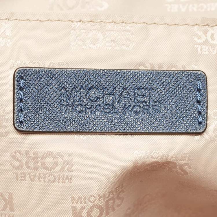 Pre Owned Michael Kors Navy Blue Leather Jet Set Travel Chain Tote