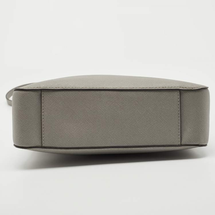 Pre Owned Michael Kors Grey Leather Large Jet Set Travel Messenger Bag
