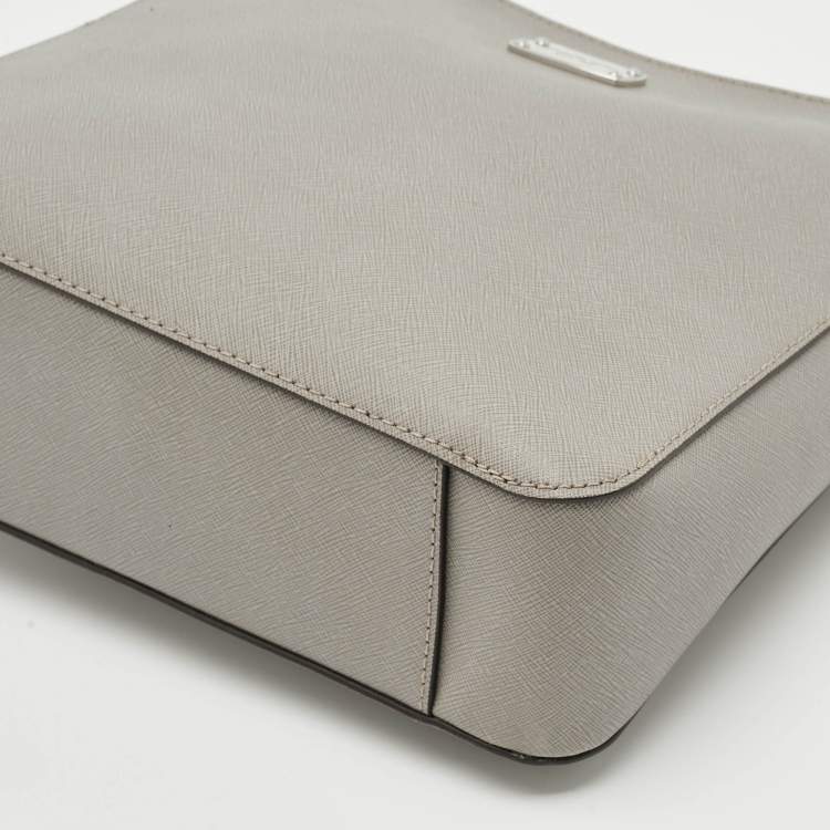 Pre Owned Michael Kors Grey Leather Large Jet Set Travel Messenger Bag
