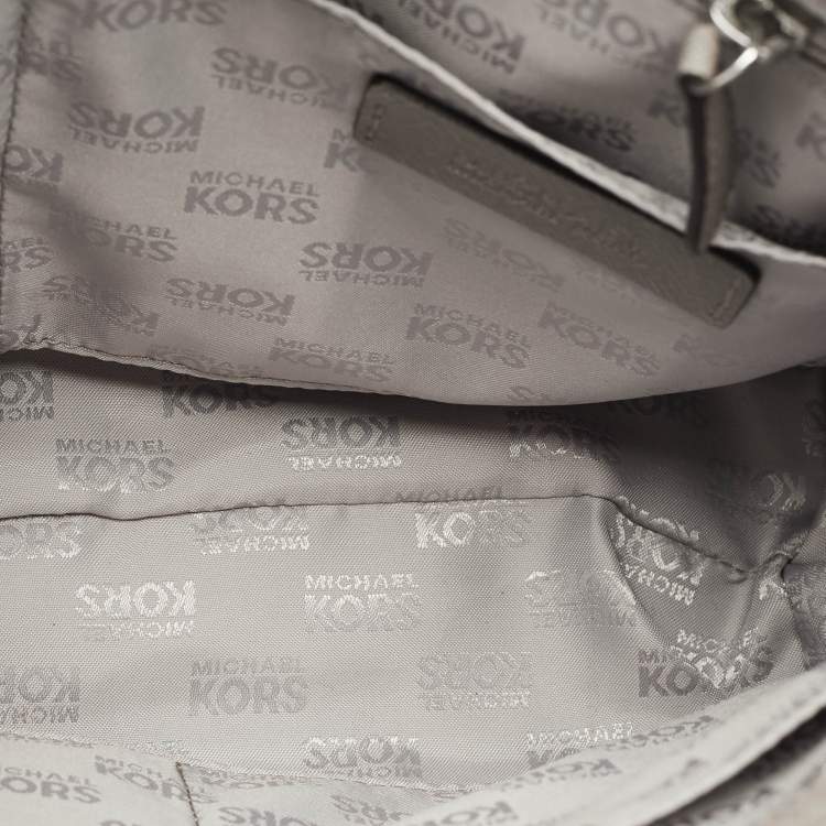 Pre Owned Michael Kors Grey Leather Large Jet Set Travel Messenger Bag