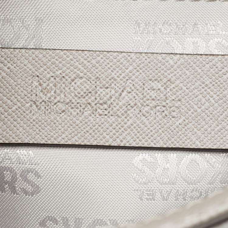 Pre Owned Michael Kors Grey Leather Large Jet Set Travel Messenger Bag