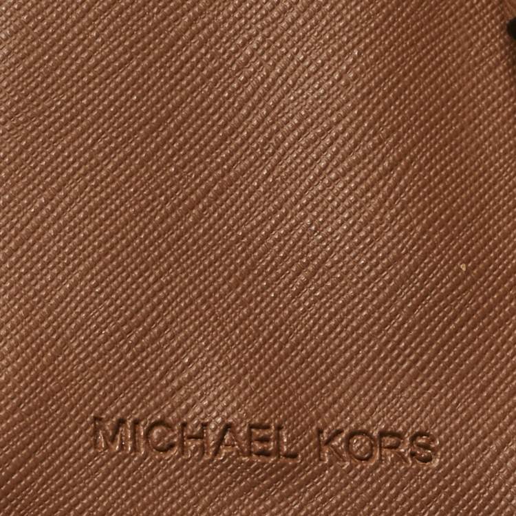 Pre Owned Michael Kors Brown Leather Phone Wristlet Compact Wallet