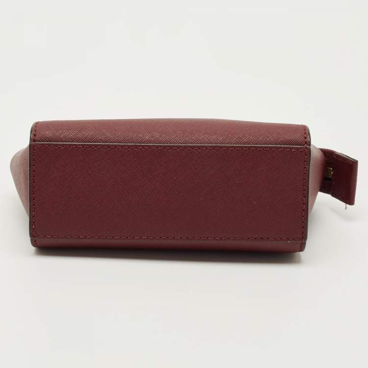 Pre Owned Michael Kors Burgundy Saffiano Leather Mini Selma Crossbody Bag