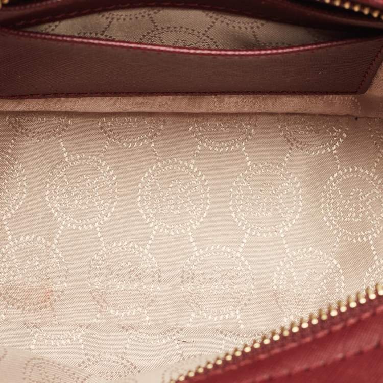 Pre Owned Michael Kors Burgundy Saffiano Leather Mini Selma Crossbody Bag