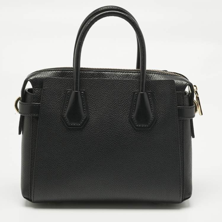 Pre Owned Michael Kors Black Leather Small Belted Mercer Satchel