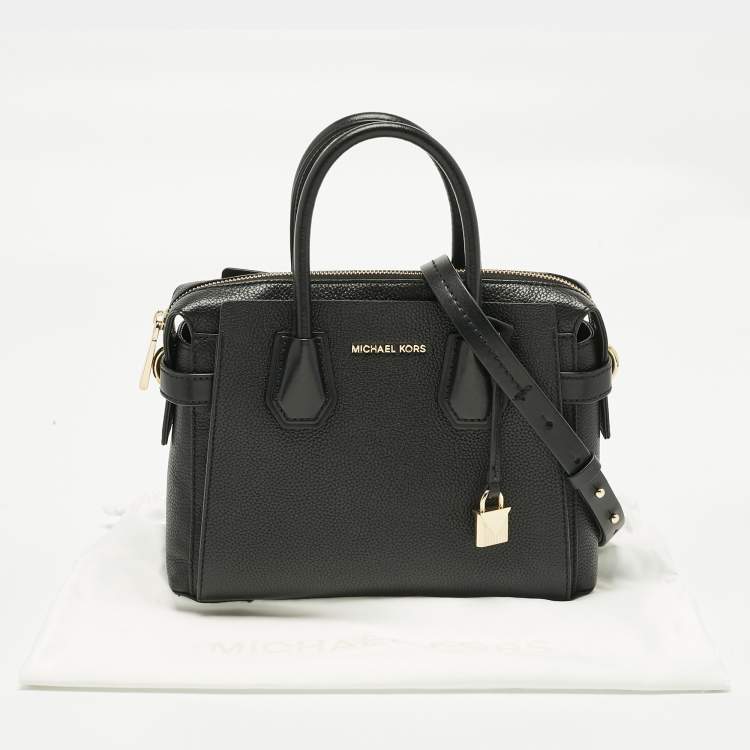 Pre Owned Michael Kors Black Leather Small Belted Mercer Satchel
