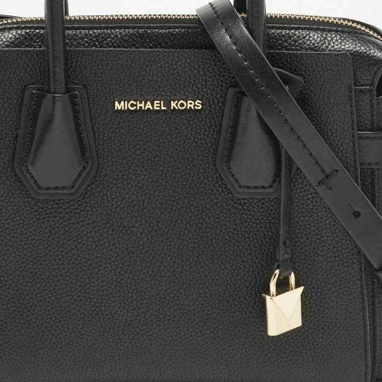 Pre Owned Michael Kors Black Leather Small Belted Mercer Satchel