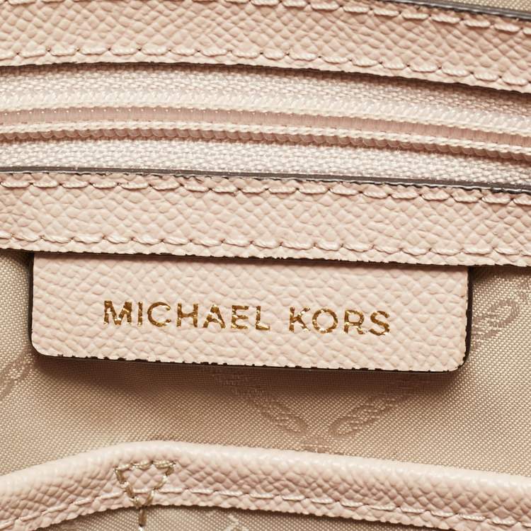 Pre Owned Michael Light Pink Leather Jet Set Top Zip Tote
