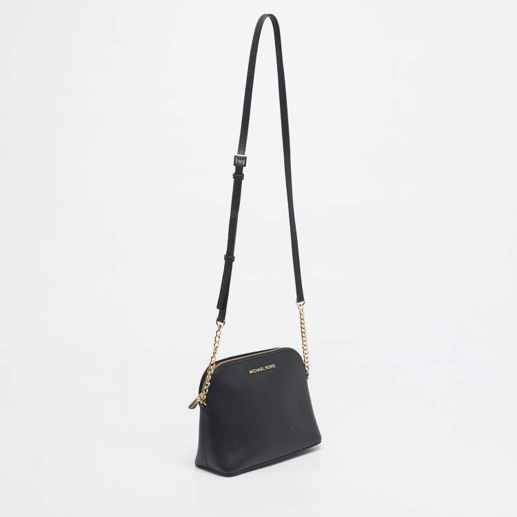 Pre Owned Michael Kors Black Leather Cindy Crossbody Bag