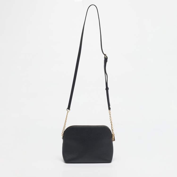 Pre Owned Michael Kors Black Leather Cindy Crossbody Bag