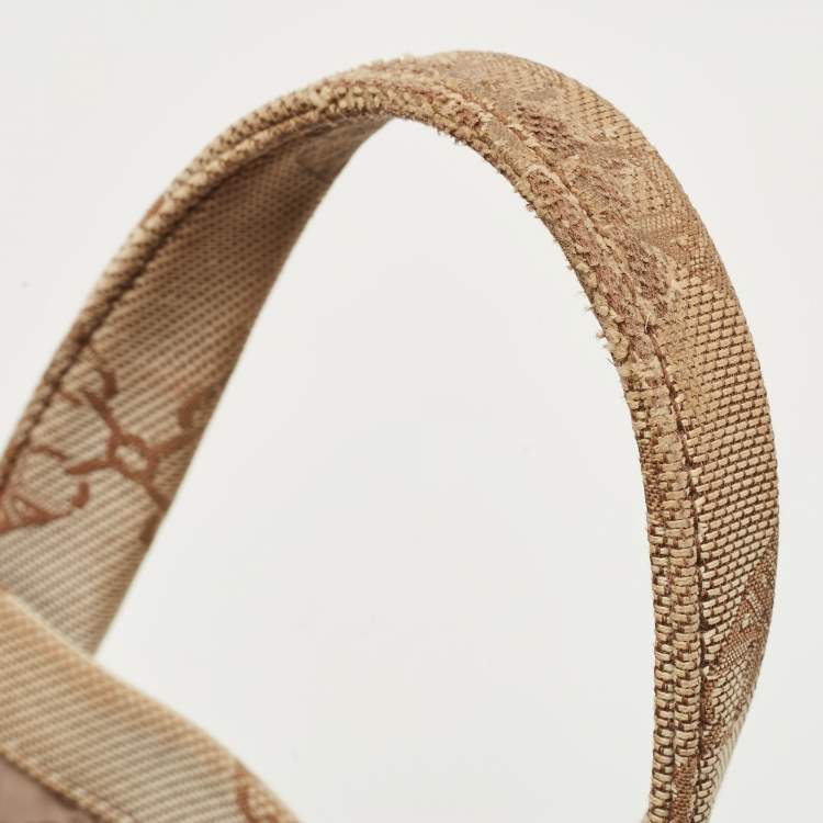 Pre Owned Michael Kors Beige/Brown Logo Jacquard Canvas Large GIgi Tote