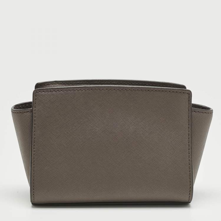 Pre Owned Michael Kors Beige Leather Mini Selma Crossbody Bag
