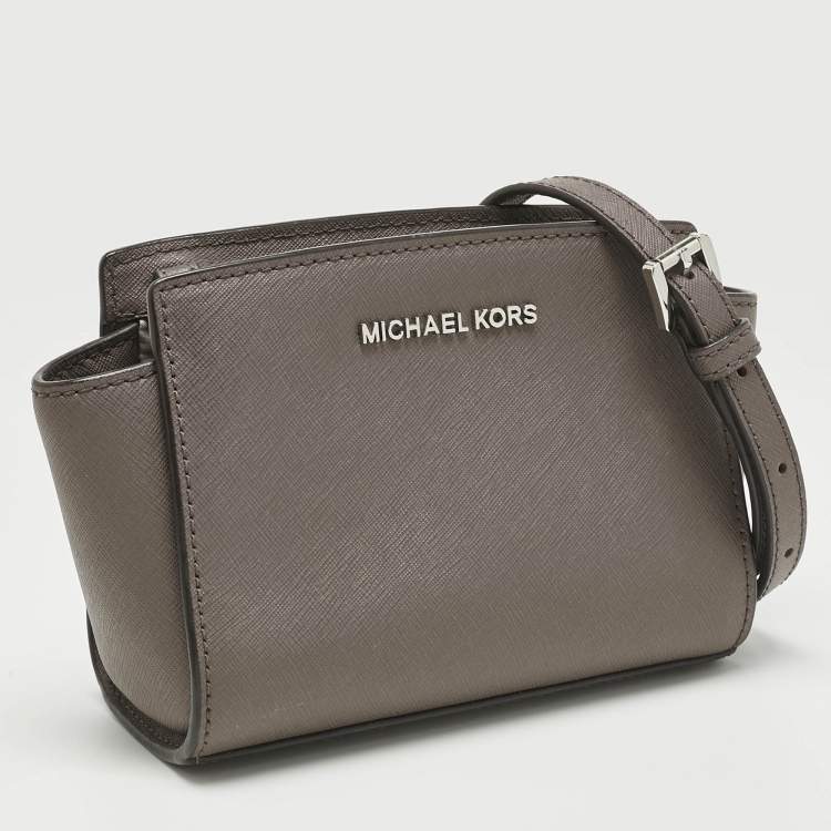 Pre Owned Michael Kors Beige Leather Mini Selma Crossbody Bag