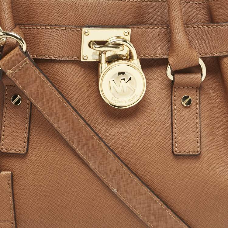 Pre Owned Michael Kors Brown Leather Large Hamilton North South Tote