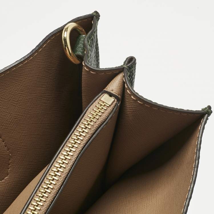 Pre Owned Michael Kors Green Leather Large Mercer Tote