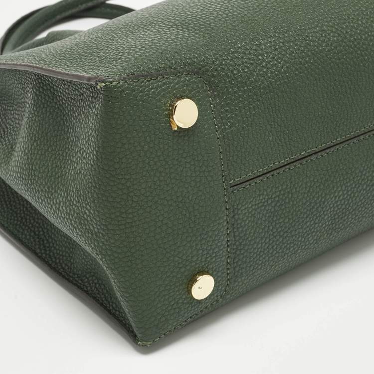 Pre Owned Michael Kors Green Leather Large Mercer Tote