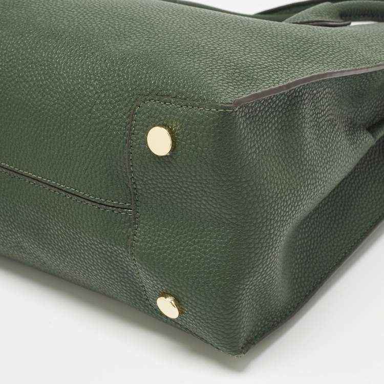 Pre Owned Michael Kors Green Leather Large Mercer Tote