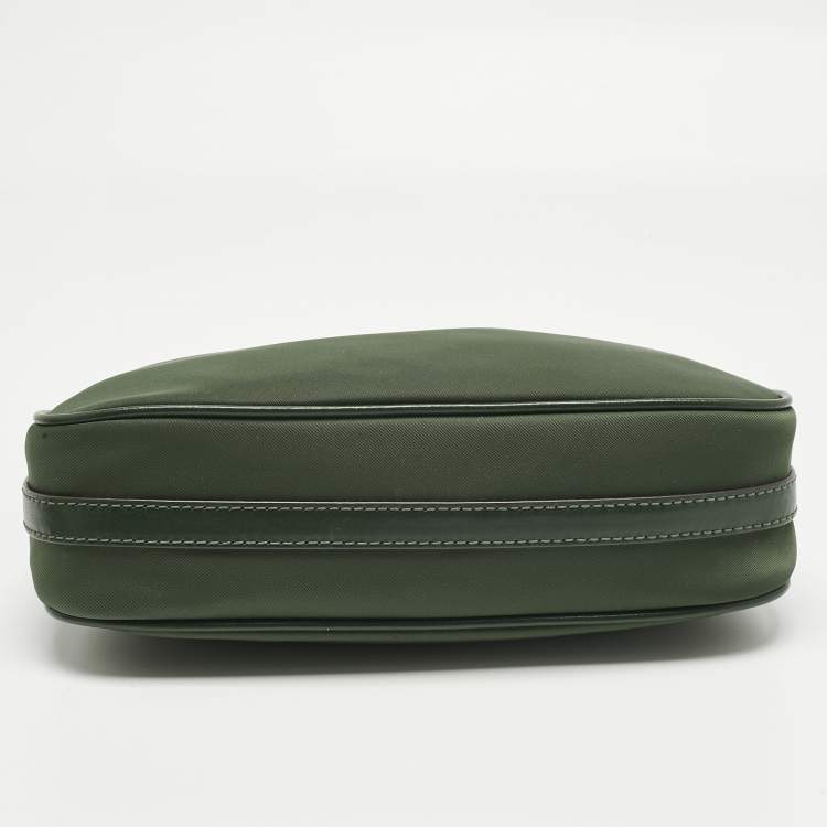 Pre Owned Michael Kors Green Nylon and Leather Gabardine Crossbody Bag