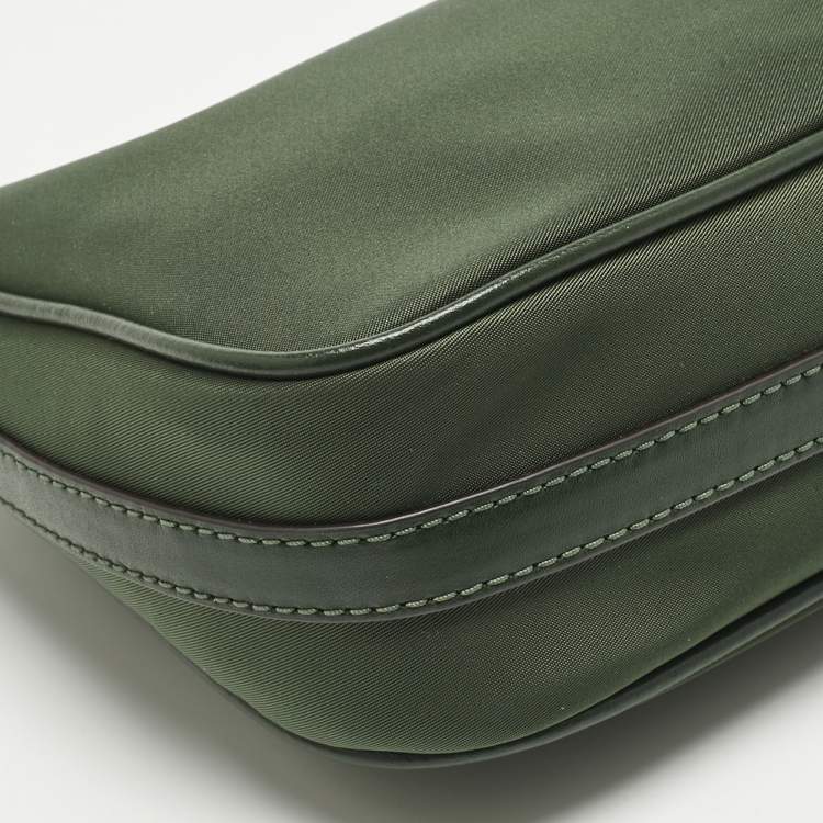 Pre Owned Michael Kors Green Nylon and Leather Gabardine Crossbody Bag
