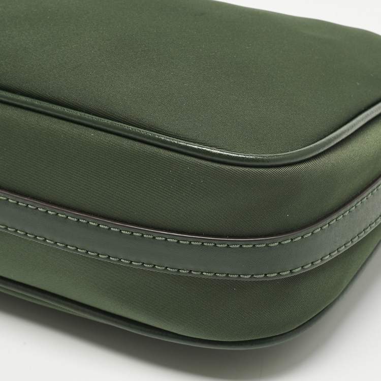 Pre Owned Michael Kors Green Nylon and Leather Gabardine Crossbody Bag