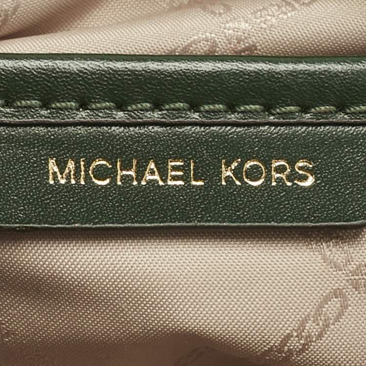 Pre Owned Michael Kors Green Nylon and Leather Gabardine Crossbody Bag