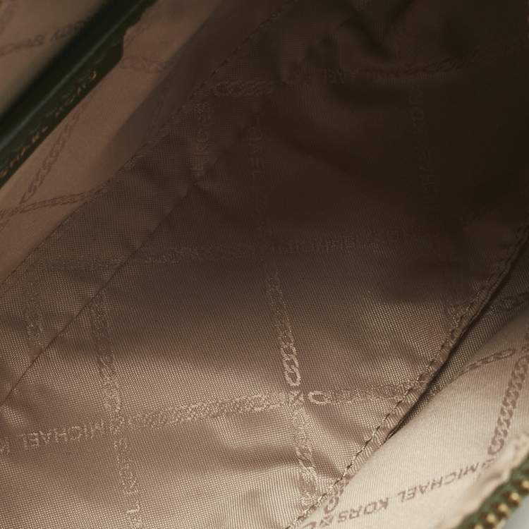 Pre Owned Michael Kors Green Nylon and Leather Gabardine Crossbody Bag
