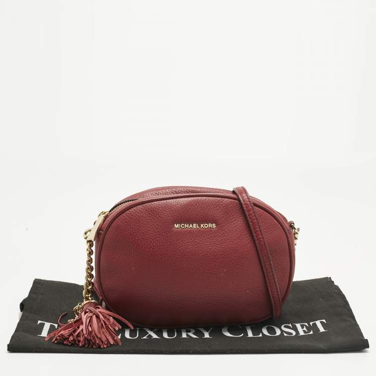 Pre Owned Michael Kors Red Leather Ginny Crossbody Bag