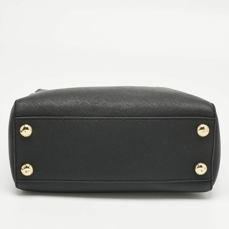 Pre Owned Michael Kors Black Leather Mini Cynthia Tote