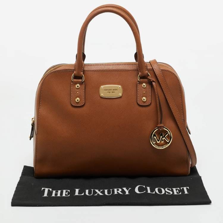 Pre Owned Michael Kors Brown Leather Large Sandrine Satchel