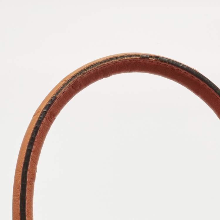 Pre Owned Michael Kors Orange Ostrich Embossed Leather Bedford Belted Satchel