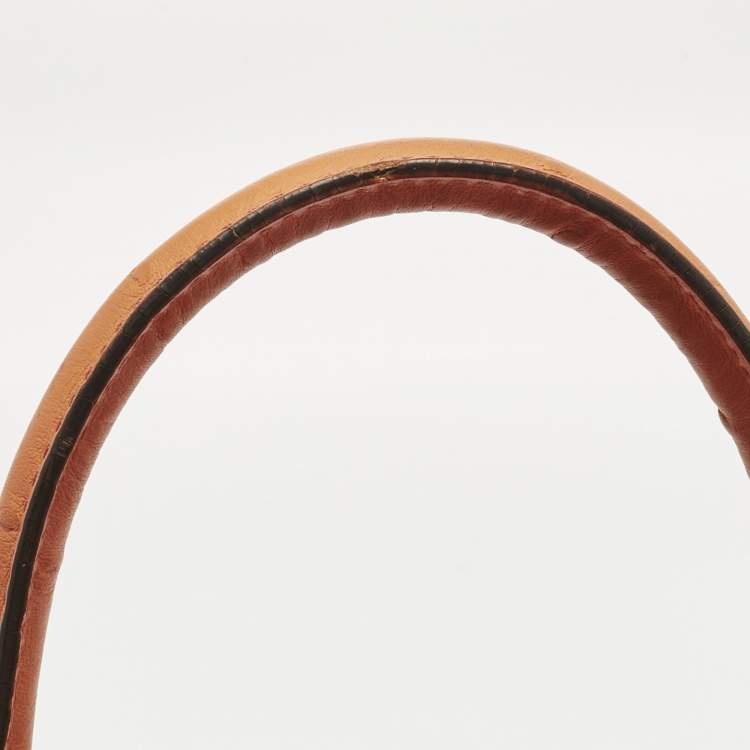 Pre Owned Michael Kors Orange Ostrich Embossed Leather Bedford Belted Satchel