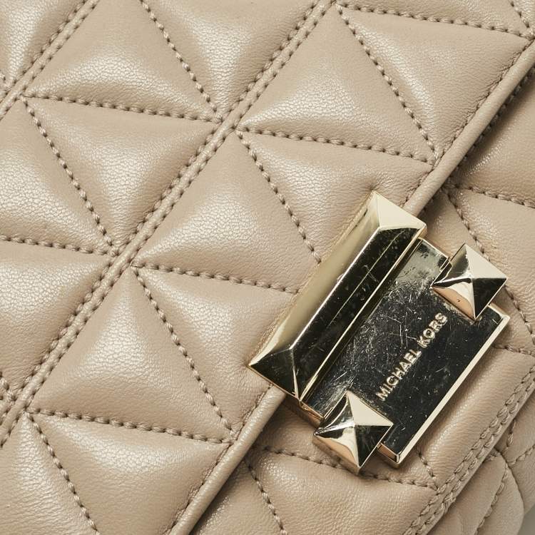 Pre Owned Micheal Kors Beige Quilted Leather Large Sloan Shoulder Bag